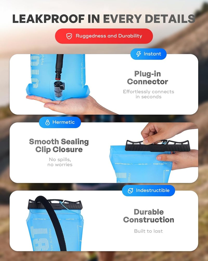 UTOBEST Hydration Bladder,TPU Water Bladder,Water Bladder for Hiking Backpack,BPA Free,Wide Opening,Leak-Proof,Water Reservoir for Hiking Cycling Camping Running - Image 3